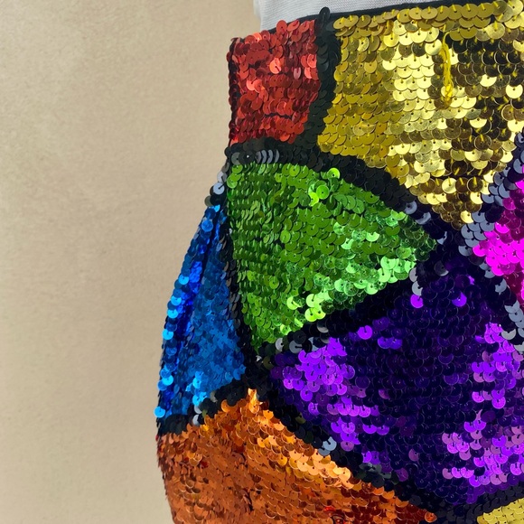 SOLD NWT Vtg Casual Corner Multicolor Rainbow Sequin Pencil Skirt Sz 12 90s - Picture 6 of 7